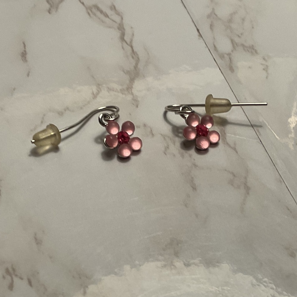 Pink Flower Earrings